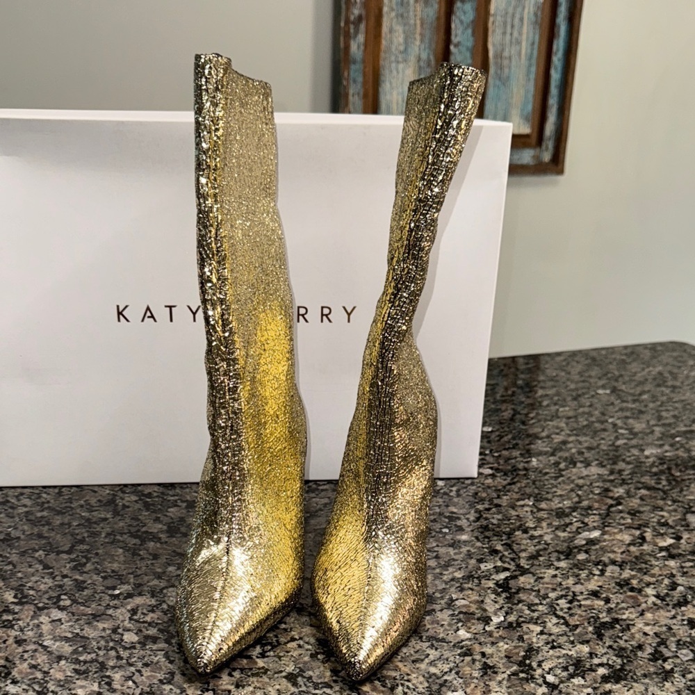 Katy Perry Collections Glittering Gold Heeled Boots - Picture 5 of 12